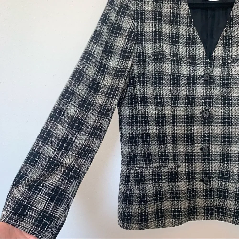 Vintage Liz Claiborne Collection Plaid Print Blazer Jacket - Picture 3 of 9